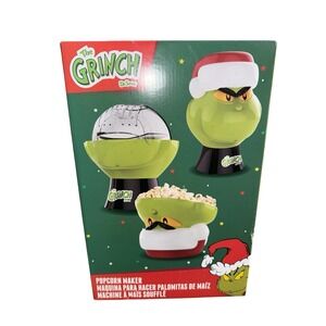 Dr. Seuss The Grinch Santa‎ Hat Popcorn Maker Detachable Canopy & Butter Warmer